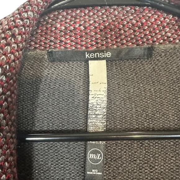 Kensie Brown Multicolor Boho Waterfall Draped Front Knit Cardigan Women Sz M/L - Picture 6 of 10